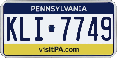 PA license plate KLI7749