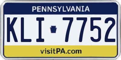 PA license plate KLI7752