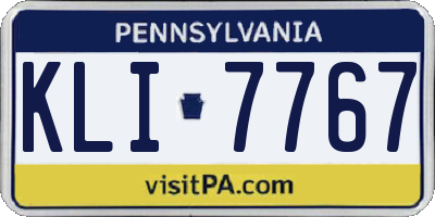 PA license plate KLI7767