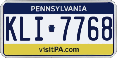 PA license plate KLI7768