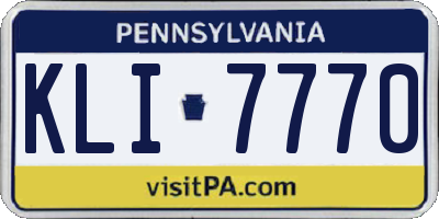 PA license plate KLI7770