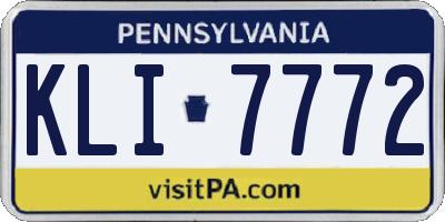 PA license plate KLI7772