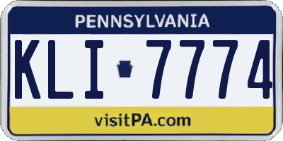 PA license plate KLI7774