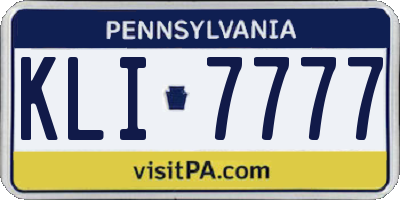 PA license plate KLI7777