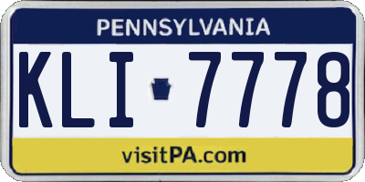 PA license plate KLI7778