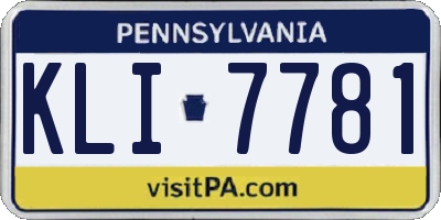 PA license plate KLI7781