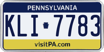 PA license plate KLI7783