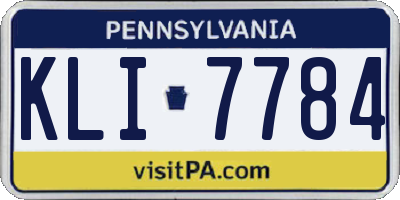 PA license plate KLI7784