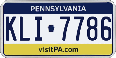 PA license plate KLI7786