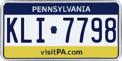PA license plate KLI7798