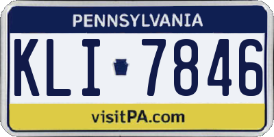 PA license plate KLI7846