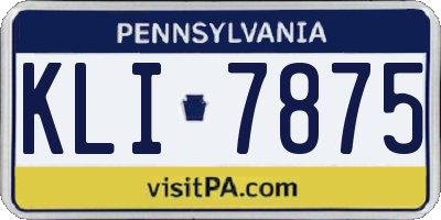 PA license plate KLI7875