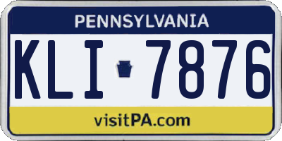 PA license plate KLI7876