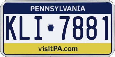 PA license plate KLI7881