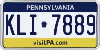 PA license plate KLI7889