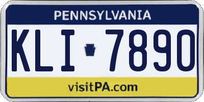 PA license plate KLI7890