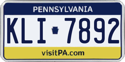PA license plate KLI7892