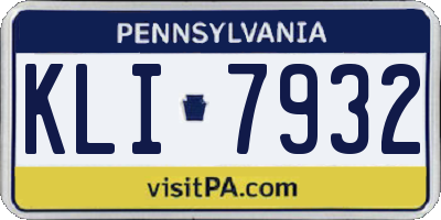 PA license plate KLI7932