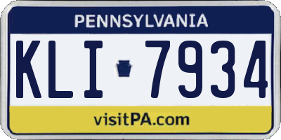PA license plate KLI7934