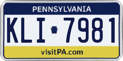 PA license plate KLI7981
