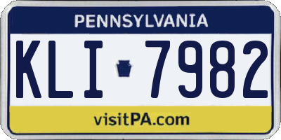 PA license plate KLI7982