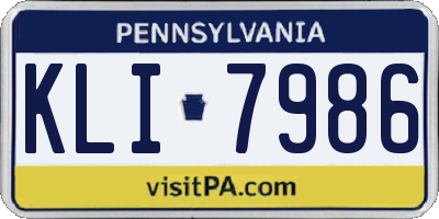 PA license plate KLI7986