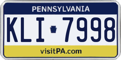 PA license plate KLI7998