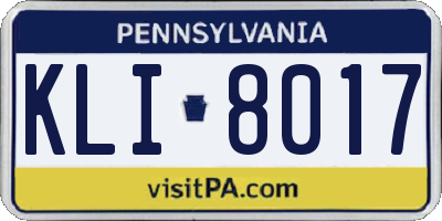 PA license plate KLI8017