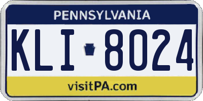 PA license plate KLI8024