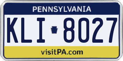 PA license plate KLI8027