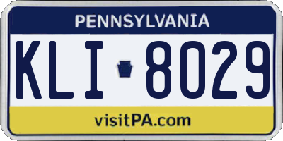 PA license plate KLI8029
