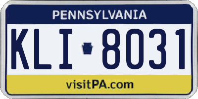 PA license plate KLI8031