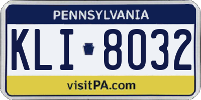 PA license plate KLI8032