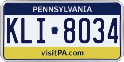 PA license plate KLI8034