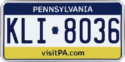 PA license plate KLI8036