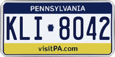 PA license plate KLI8042