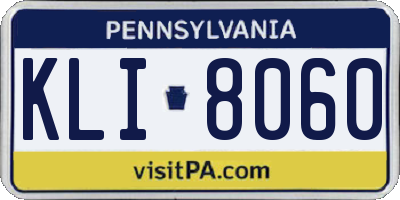 PA license plate KLI8060