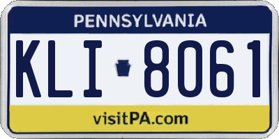 PA license plate KLI8061