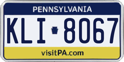 PA license plate KLI8067