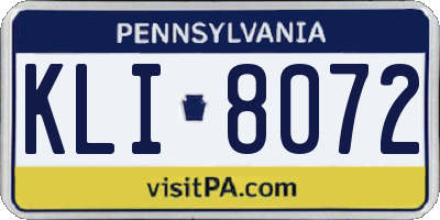 PA license plate KLI8072