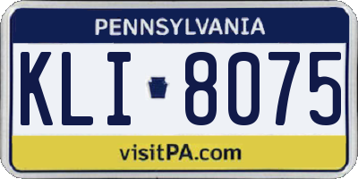 PA license plate KLI8075
