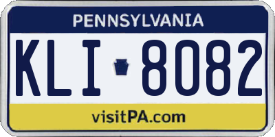 PA license plate KLI8082