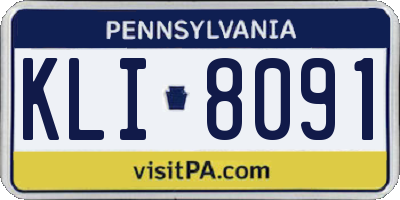 PA license plate KLI8091