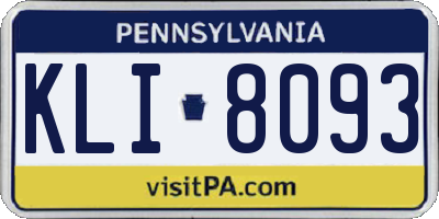 PA license plate KLI8093