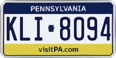 PA license plate KLI8094