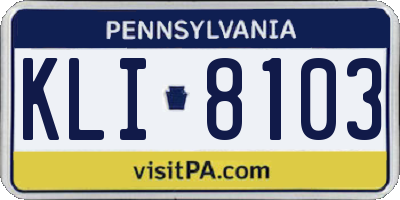 PA license plate KLI8103