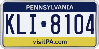 PA license plate KLI8104