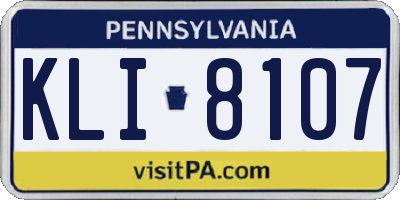 PA license plate KLI8107