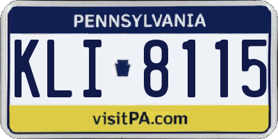 PA license plate KLI8115