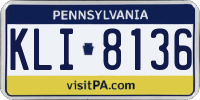 PA license plate KLI8136